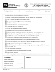 Document preview: Form LB-1047 Taa Training Packet Checklist - Tennessee