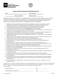 Document preview: Form LB-1092 Worker Training Agreement and Responsibilities - Tennessee