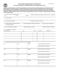 Form RVF-16041 Prevent All Cigarette Trafficking (Pact) Act Tennessee Registration Form - Tennessee