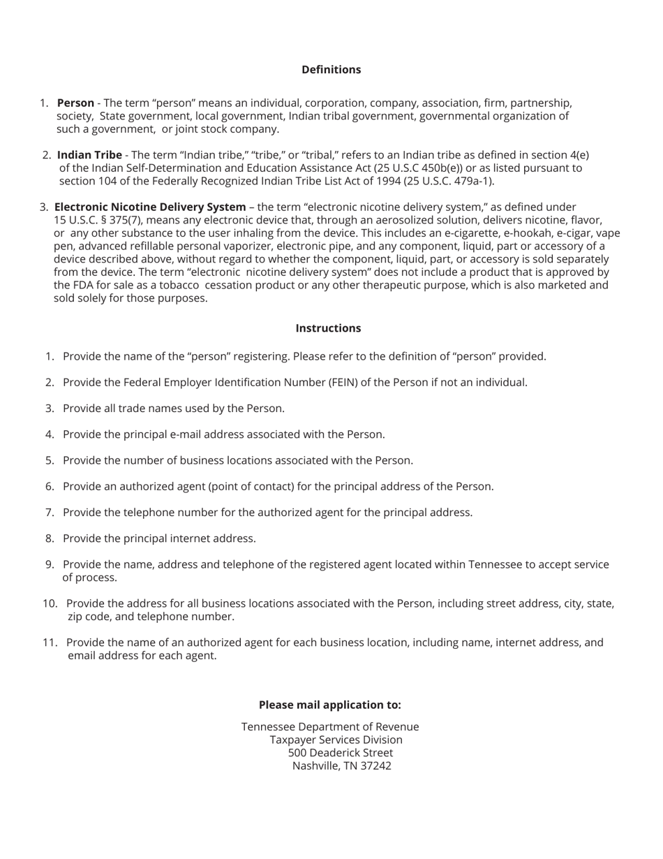 Form RVF-16041 Prevent All Cigarette Trafficking (Pact) Act Tennessee Registration Form - Tennessee, Page 2