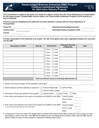 Document preview: Form ADP-4901-T Disadvantaged Business Enterprise (Dbe) Program Trucking Commitment Agreement for Alternative Delivery Projects - Texas