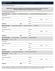 Form ADP-4901-T Disadvantaged Business Enterprise (Dbe) Program Trucking Commitment Agreement for Alternative Delivery Projects - Texas, Page 2