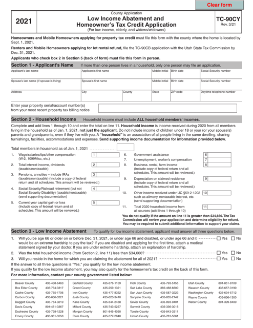 Form TC-90CY 2021 Printable Pdf