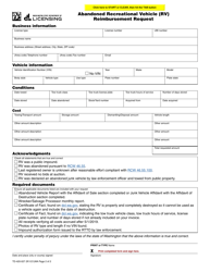 Form TD-420-027 Abandoned Recreational Vehicle (Rv) Reimbursement Request - Washington, Page 2