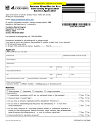 Form PA-611-022 Amateur Mixed Martial Arts Sanctioning Organization License Application - Washington