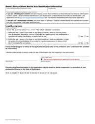 Form PA-611-016 Combative Sports Participant License Application - Washington, Page 2