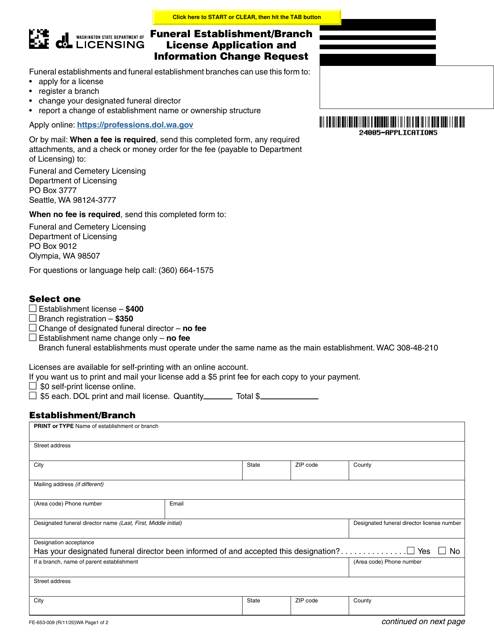 Form FE-653-009  Printable Pdf