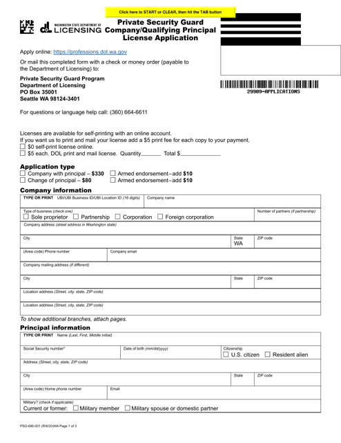Form PSG-690-001  Printable Pdf