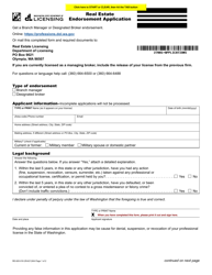 Document preview: Form RE-620-016 Real Estate Endorsement Application - Washington