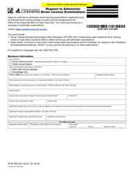 Document preview: Form DTS-661-022 Request to Administer Driver License Examinations - Washington