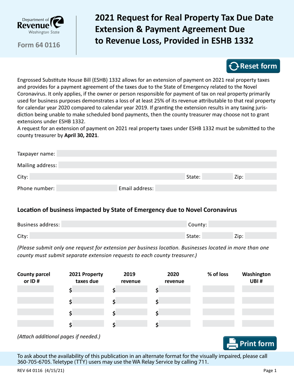 Form REV64 0116 2021 Fill Out, Sign Online and Download Fillable PDF, Washington