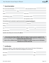 Form REV32 0047 Non-resident Vessel Repair Affidavit - Washington, Page 2