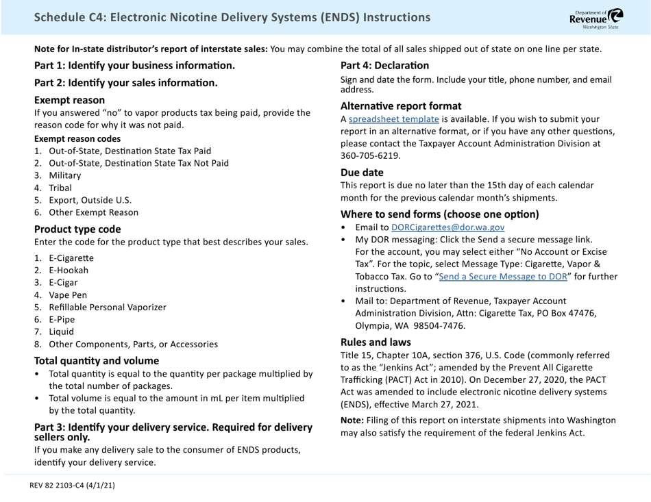 Form REV82 2103-C4 Schedule C4 Electronic Nicotine Delivery Systems (Ends) - Washington, Page 2