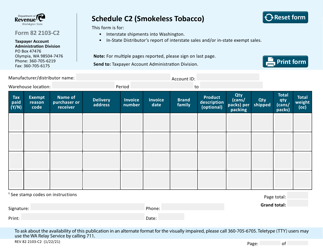 Document preview: Form REV82 2103-C2 Schedule C2 Smokeless Tobacco - Washington