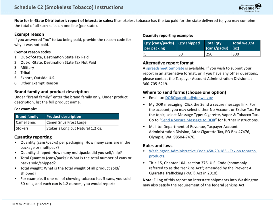 Form REV82 2103-C2 Schedule C2 Smokeless Tobacco - Washington, Page 2