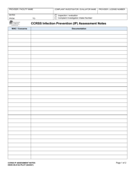 DSHS Form 00-413A Ccrss Infection Prevention (Ip) Assessment Notes - Washington