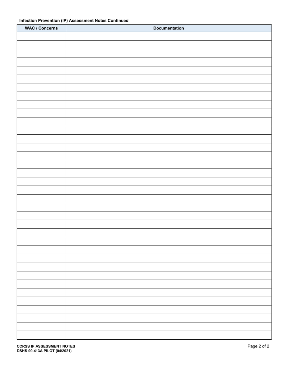 DSHS Form 00-413A Ccrss Infection Prevention (Ip) Assessment Notes - Washington, Page 2