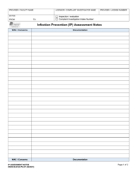 DSHS Form 00-412A Infection Prevention (Ip) Assessment Notes - Washington