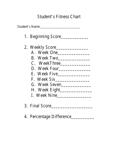 Student's Fitness Chart Template Preview