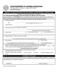 TDLR Form LIC003 Request to Executive Director for Expired License Renewal - Texas, Page 2