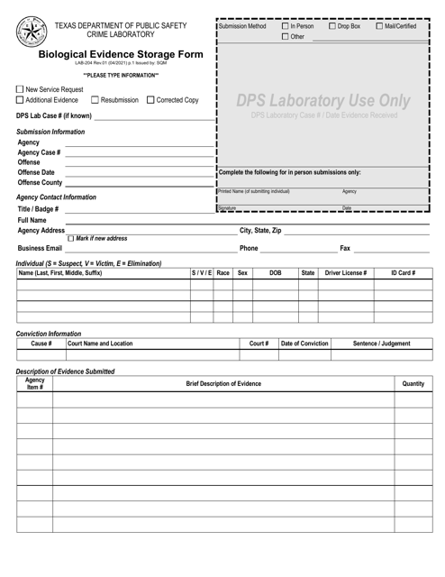 Form LAB-204  Printable Pdf