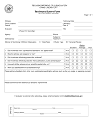 Document preview: Form LAB-314 Testimony Survey Form - Texas