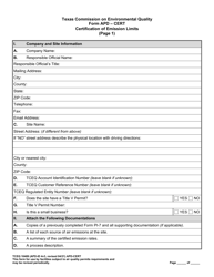 Form TCEQ-10489 (APD-CERT) Certification of Emission Limits - Texas, Page 6