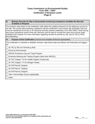 Form TCEQ-10489 (APD-CERT) Certification of Emission Limits - Texas, Page 7