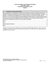 Form TCEQ-10489 (APD-CERT) Certification of Emission Limits - Texas, Page 8