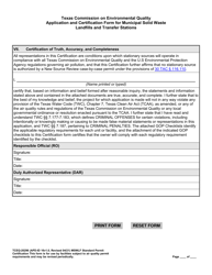 Form TCEQ-20296 Standard Permit Certification Municipal Solid Waste Landfills and Transfer Stations Application - Texas, Page 11