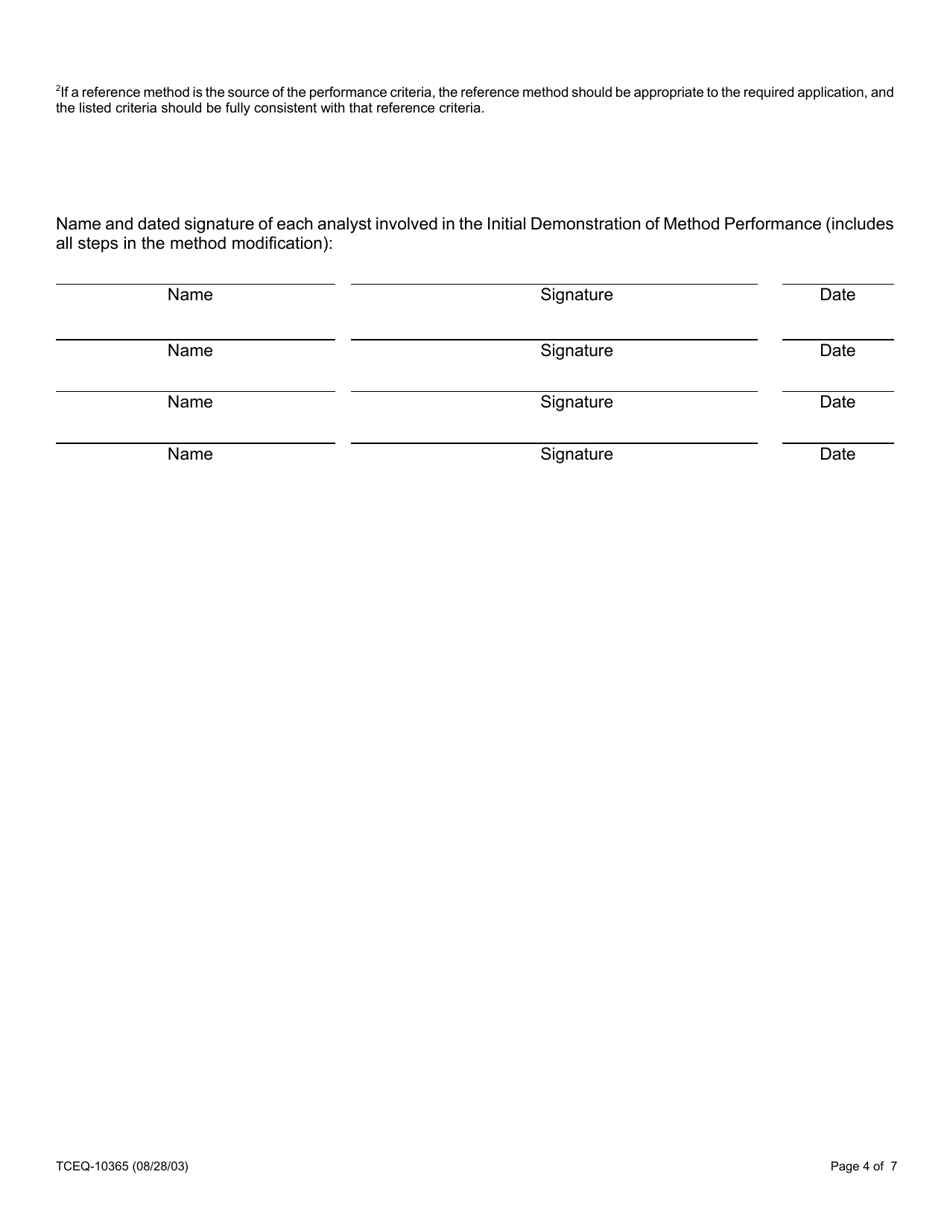 Form TCEQ-10364 Application for Analytical Method Modification - Texas, Page 14