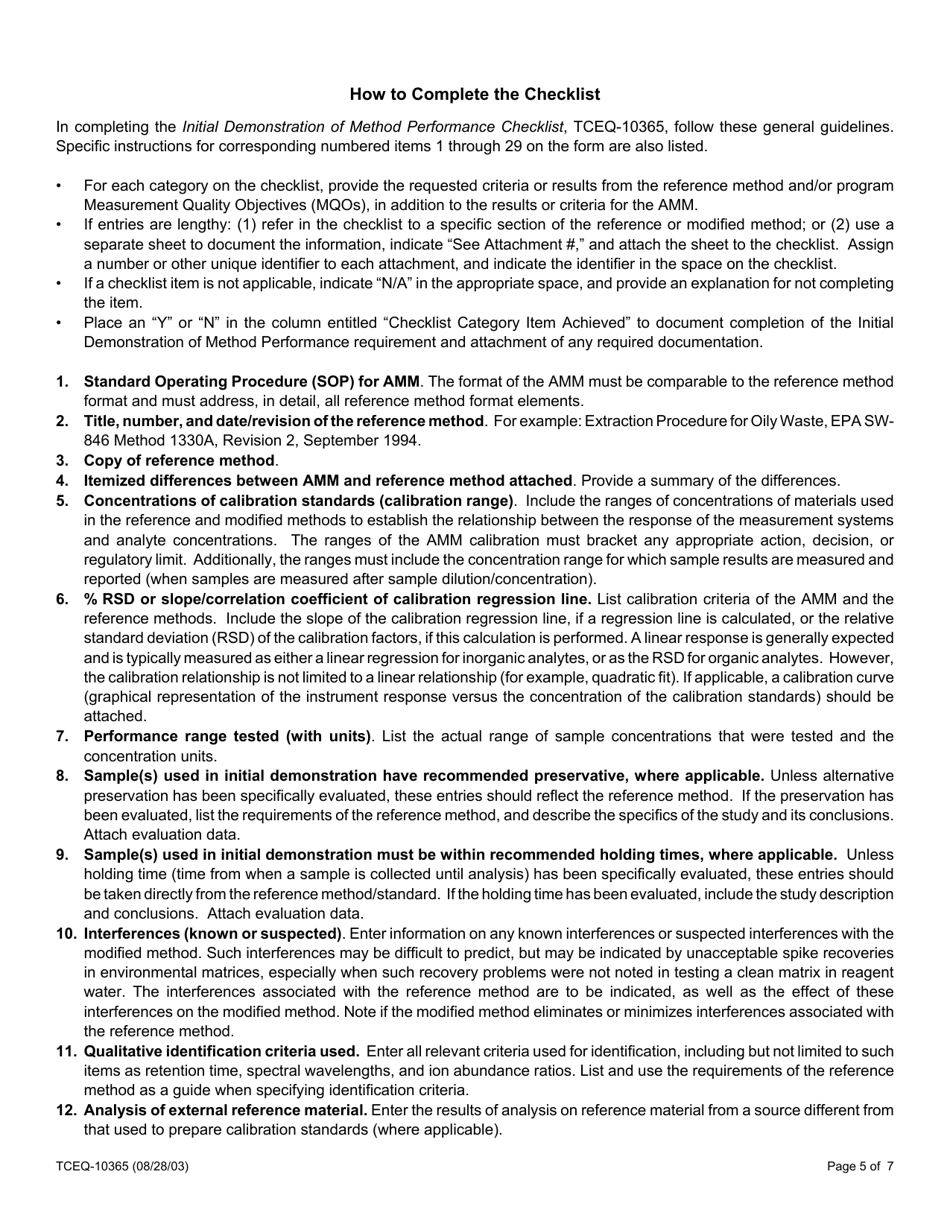 Form TCEQ-10364 Application for Analytical Method Modification - Texas, Page 15