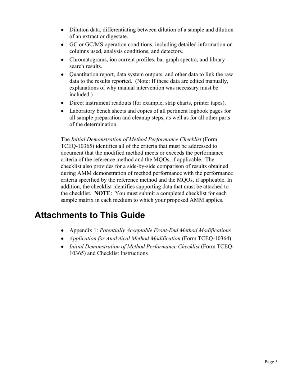 Form TCEQ-10364 Application for Analytical Method Modification - Texas, Page 5
