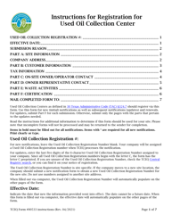 Document preview: Instructions for Form TCEQ-00533 Registration for Used Oil Collection Center - Texas