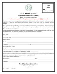 Form 25-001 &quot;Continuing Education Provider Application&quot; - Texas