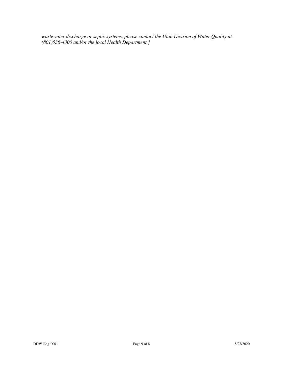 Form DDW-Eng-0001 New Public Drinking Water System Application - Utah, Page 9