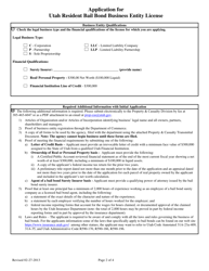 Application for Utah Resident Bail Bond Business Entity License - Utah, Page 2