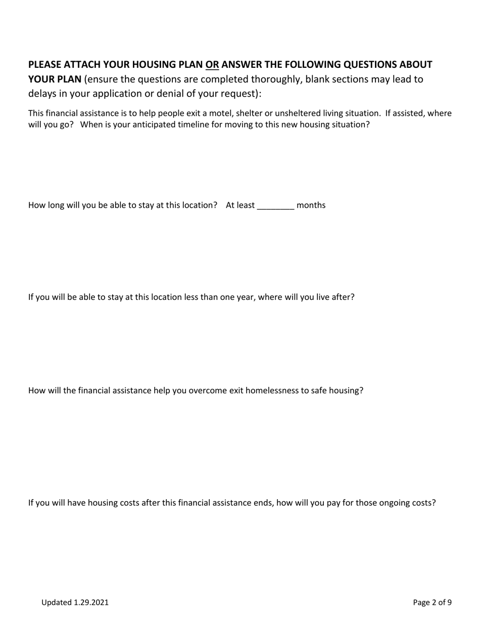 Rapid Resolution - Financial Assistance Application - Vermont, Page 2