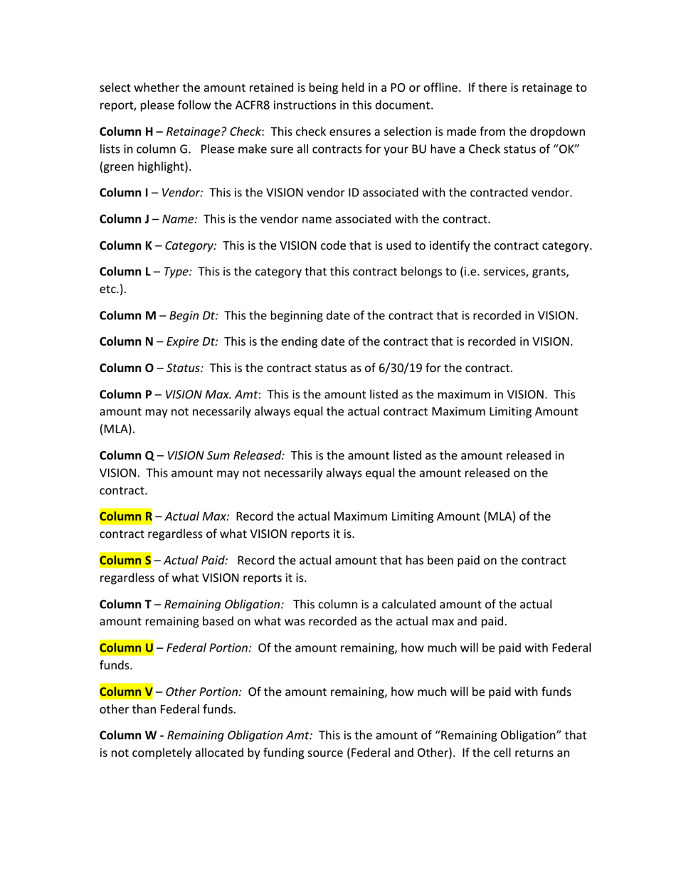 Instructions for Form ACFR-6, ACFR-8 - Vermont, Page 3