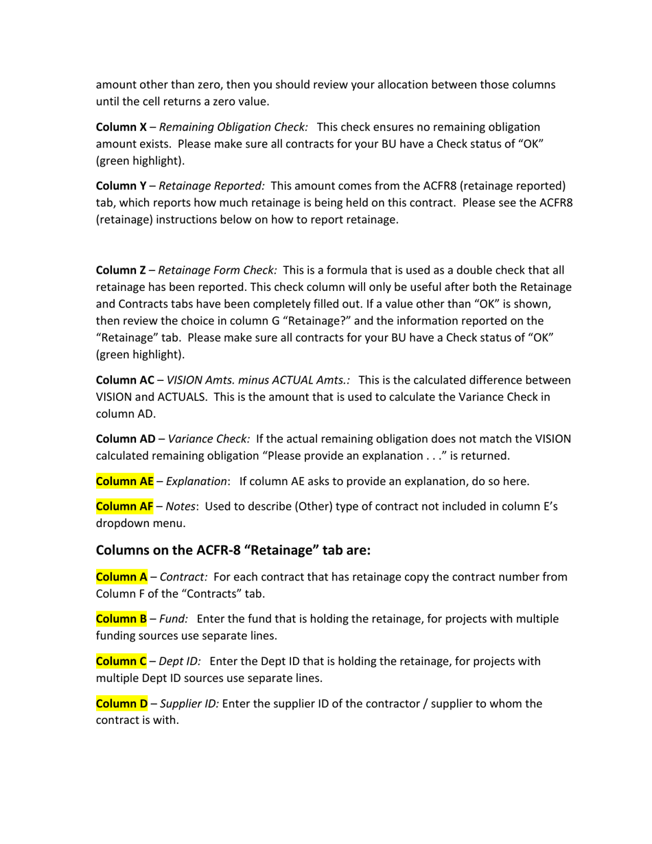 Instructions for Form ACFR-6, ACFR-8 - Vermont, Page 4