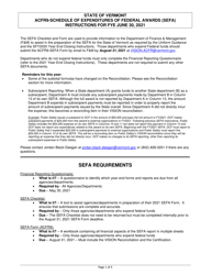 Document preview: Instructions for Form ACFR-9 Sefa Form - Vermont