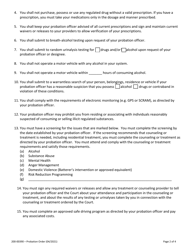 Form 200-00390 Probation Order - Vermont, Page 2