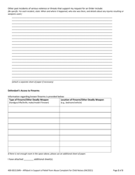 Form 400-00151MN Affidavit in Support of Relief From Abuse Complaint for Child - Vermont, Page 2