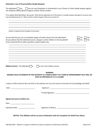 Form 400-00151MN Affidavit in Support of Relief From Abuse Complaint for Child - Vermont, Page 3