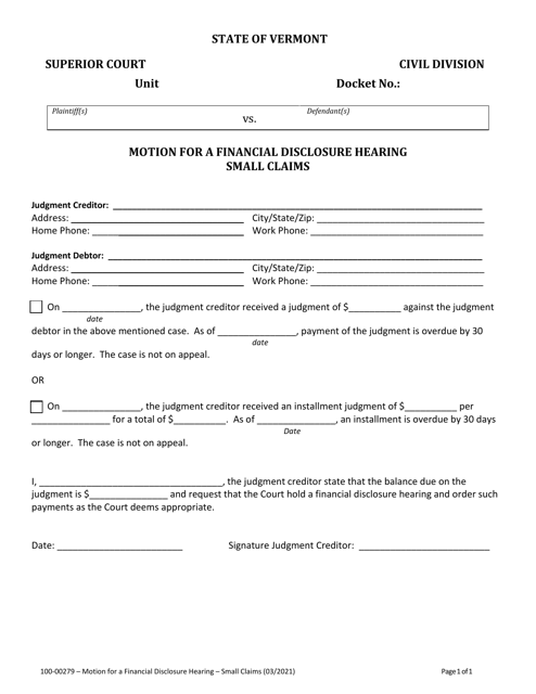 Form 100-00279  Printable Pdf