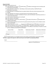 Form 400-00150C Complaint for Relief From Abuse - Vermont, Page 2