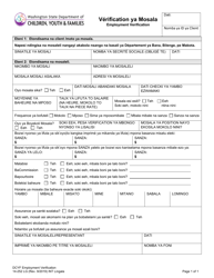 Document preview: DCYF Form 14-252 Employment Verification - Washington (Lingala)