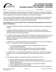 Form DOC02-402 Sex Offender Treatment and Assessment Programs Informed Consent for Community Treatment - Washington