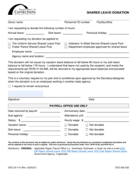 Document preview: Form DOC03-115 Shared Leave Donation - Washington