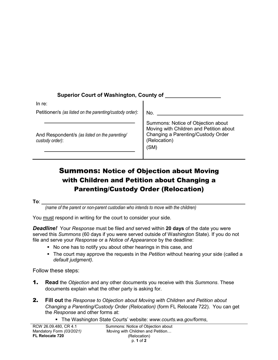 Form FL Relocate720 Download Printable PDF Or Fill Online Summons Form FL Relocate720 Download Printable PDF Or Fill Online Summons